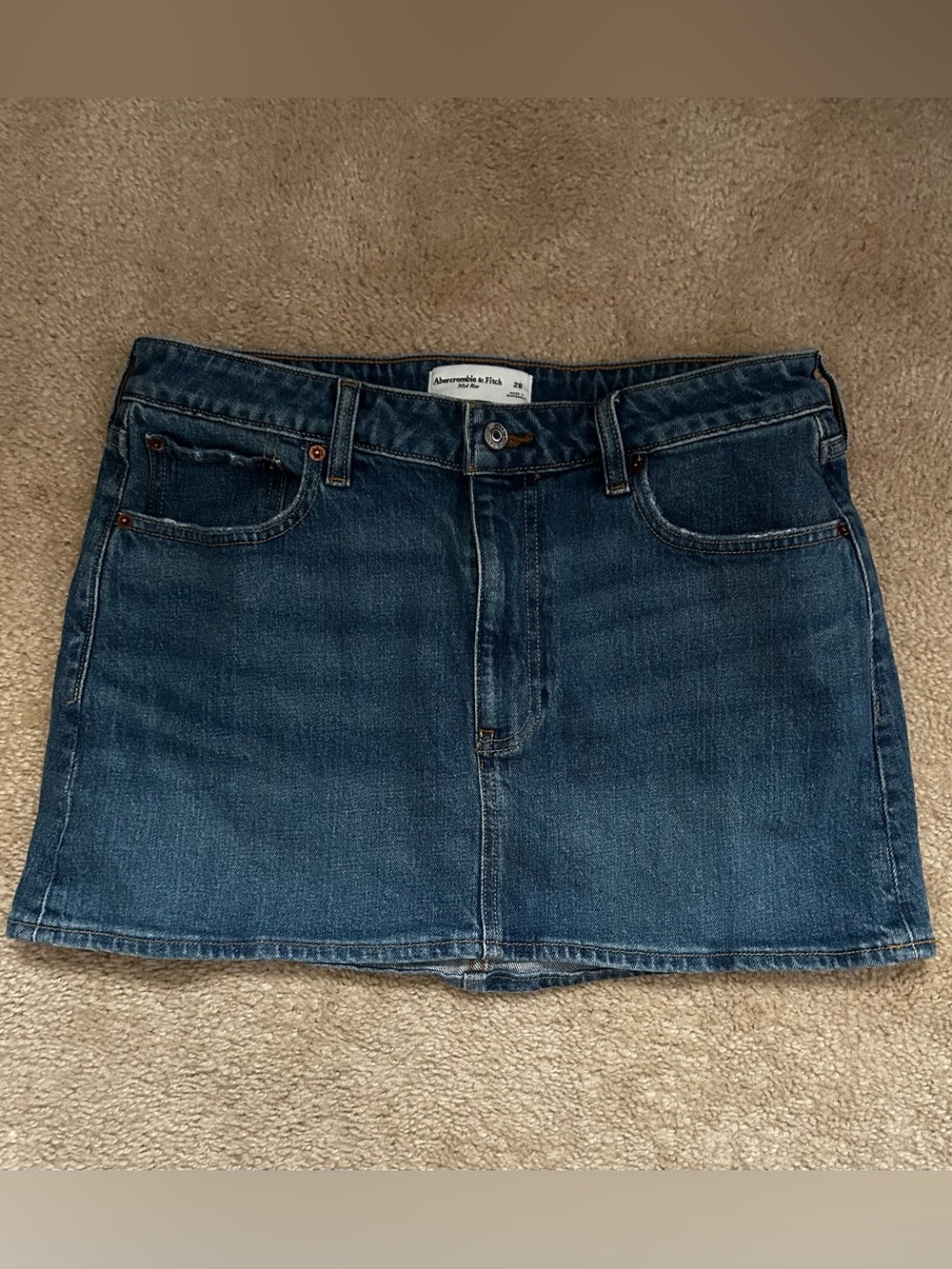 Abercrombie & Fitch Curve Love Mid Rise Denim Mini Skirt Size 28